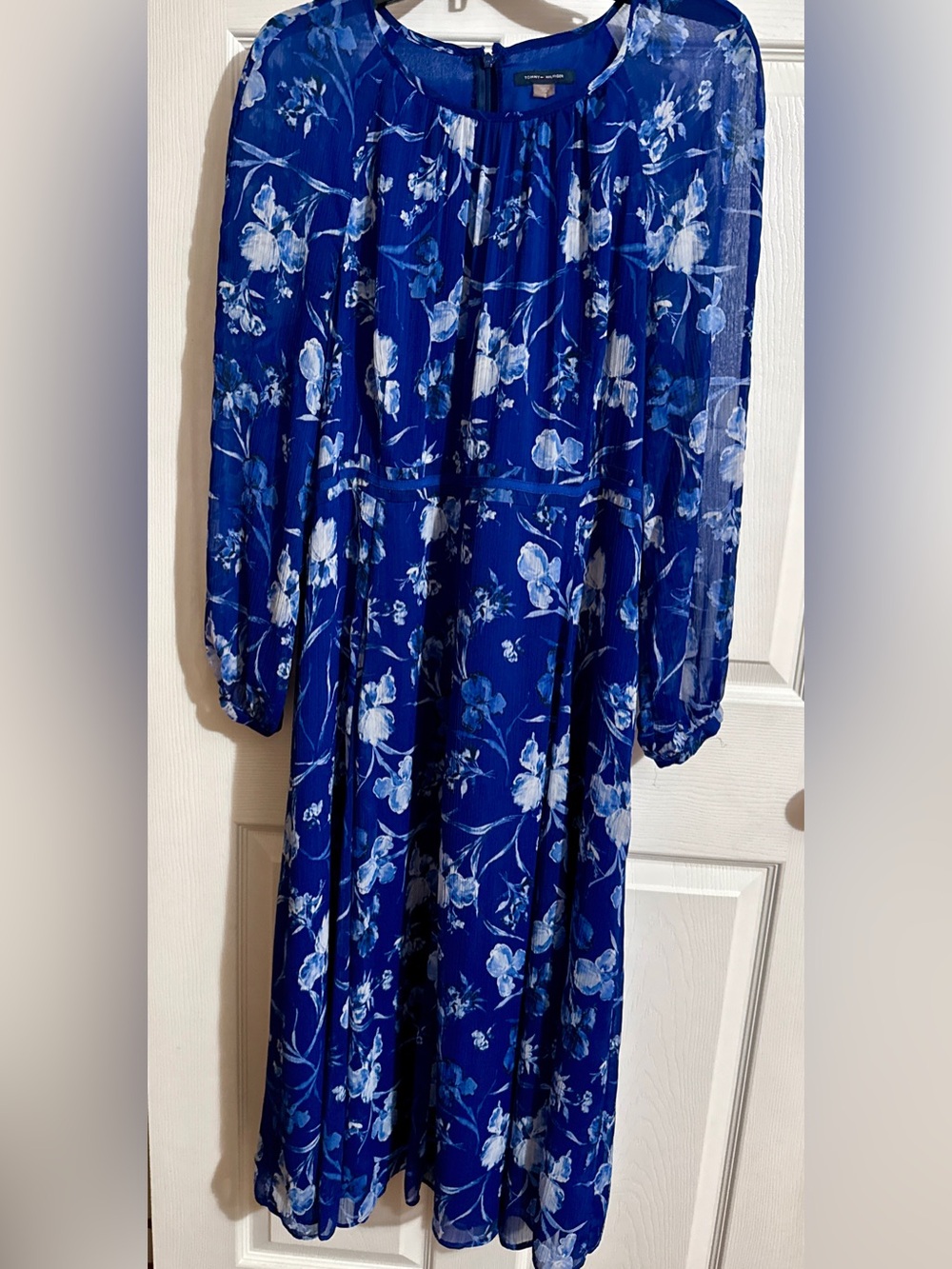 Tommy Hilfiger Royal Blue Floral Long Sleeve Maxi Dress